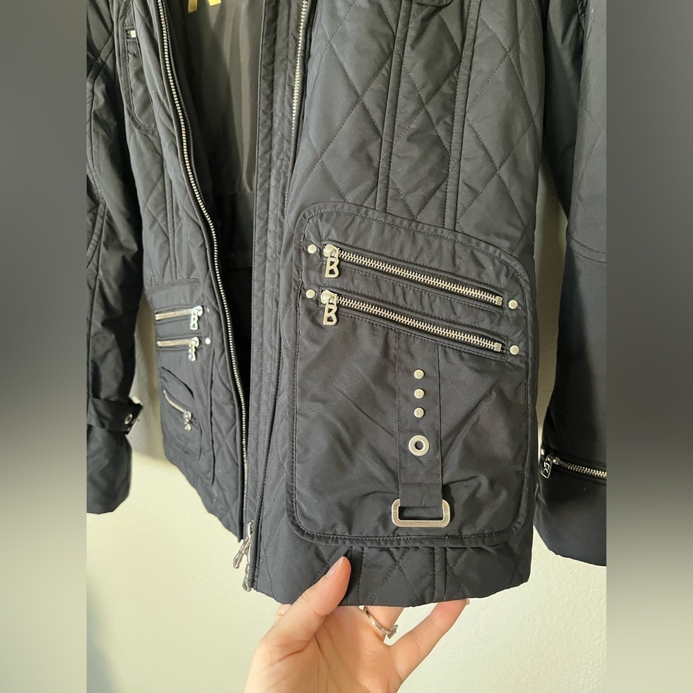 Bogner Black Quilted Ski Jacket With Detachable Hood Women's Size S - Picture 14 of 16